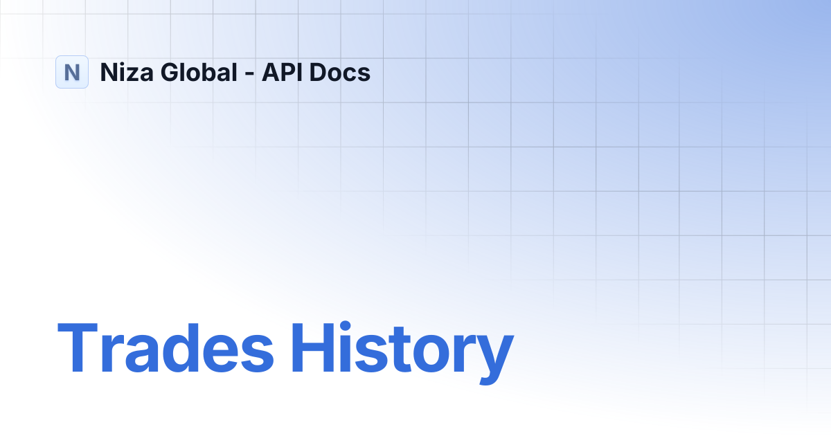 Trades History | Niza Global - API Docs