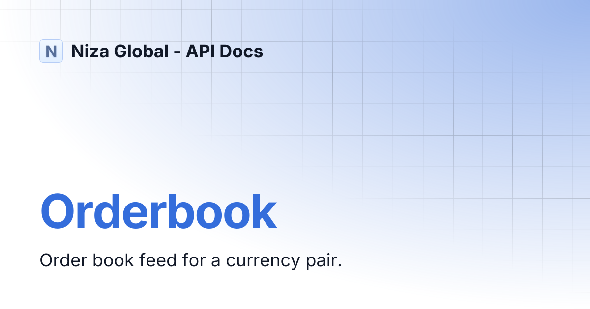 Orderbook | Niza Global - API Docs