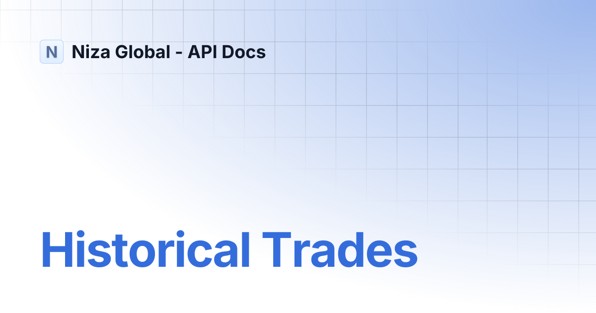 Historical Trades | Niza Global - API Docs